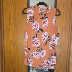 Daniel Rainn Floral Sleeveless Blouse - Orange and White